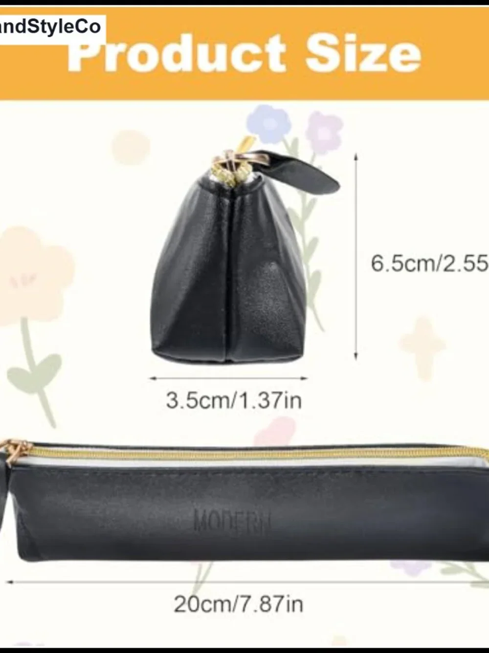 2pc Set Mini Leather Makeup Bag Travel Cosmetic Organizer with Double Zipper